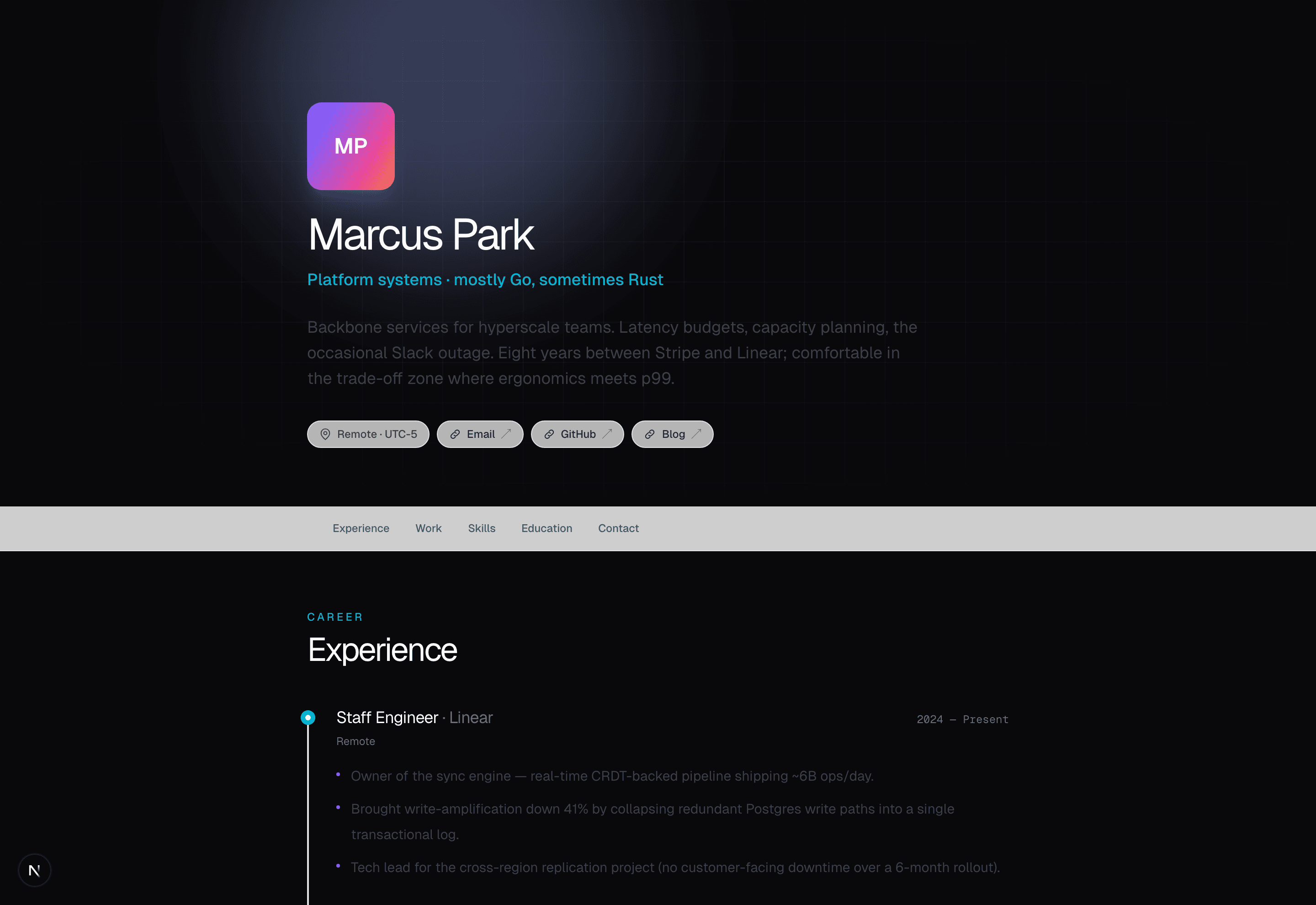 Marcus Park's FolioGen portfolio