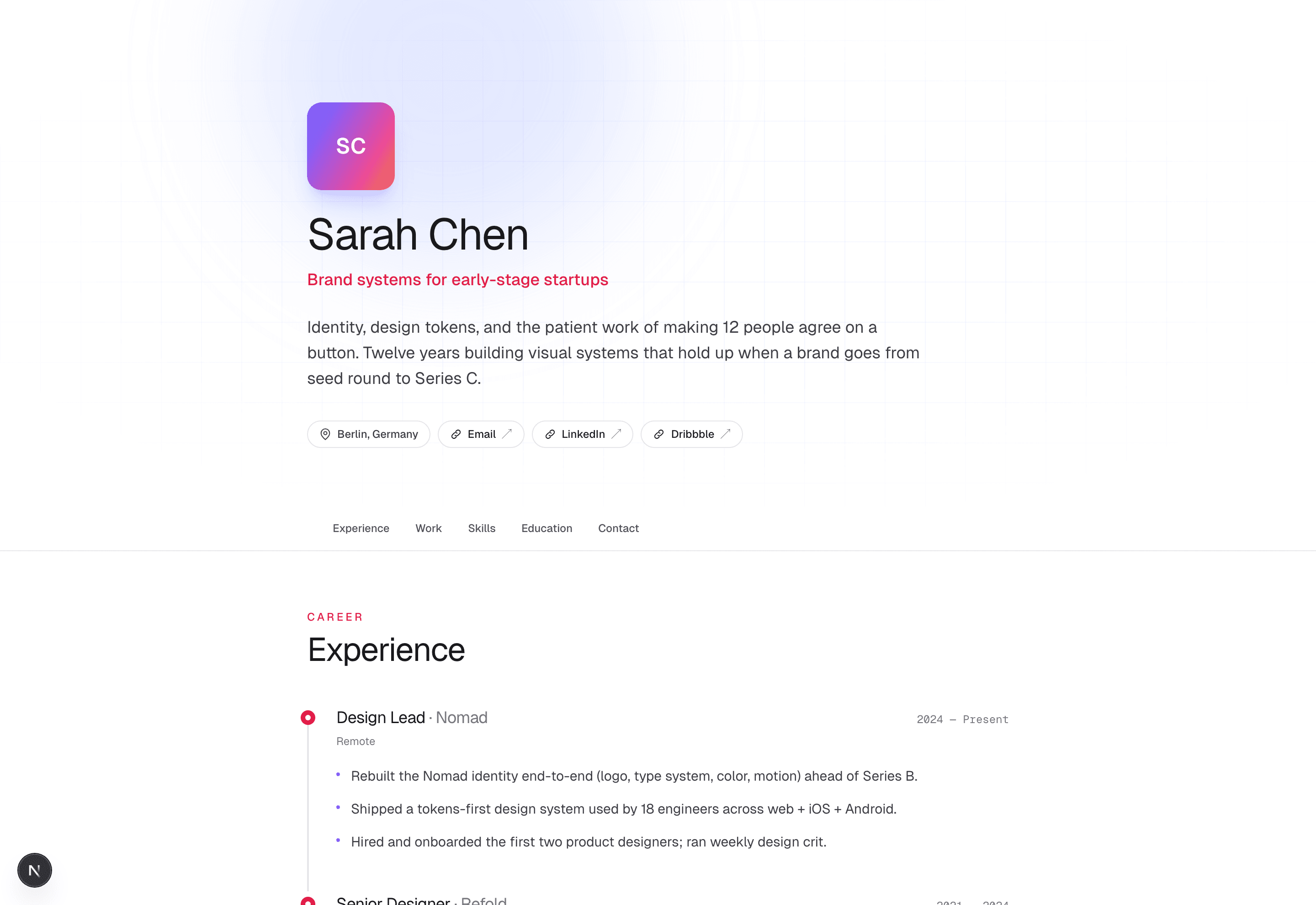 Sarah Chen's FolioGen portfolio